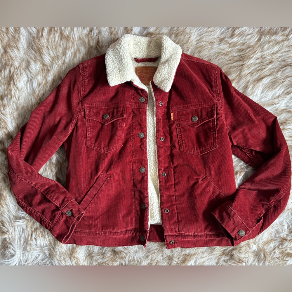 Levi's Red and Cream Sherpa Jacket